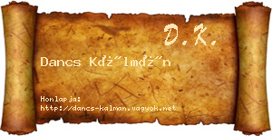 Dancs Kálmán névjegykártya